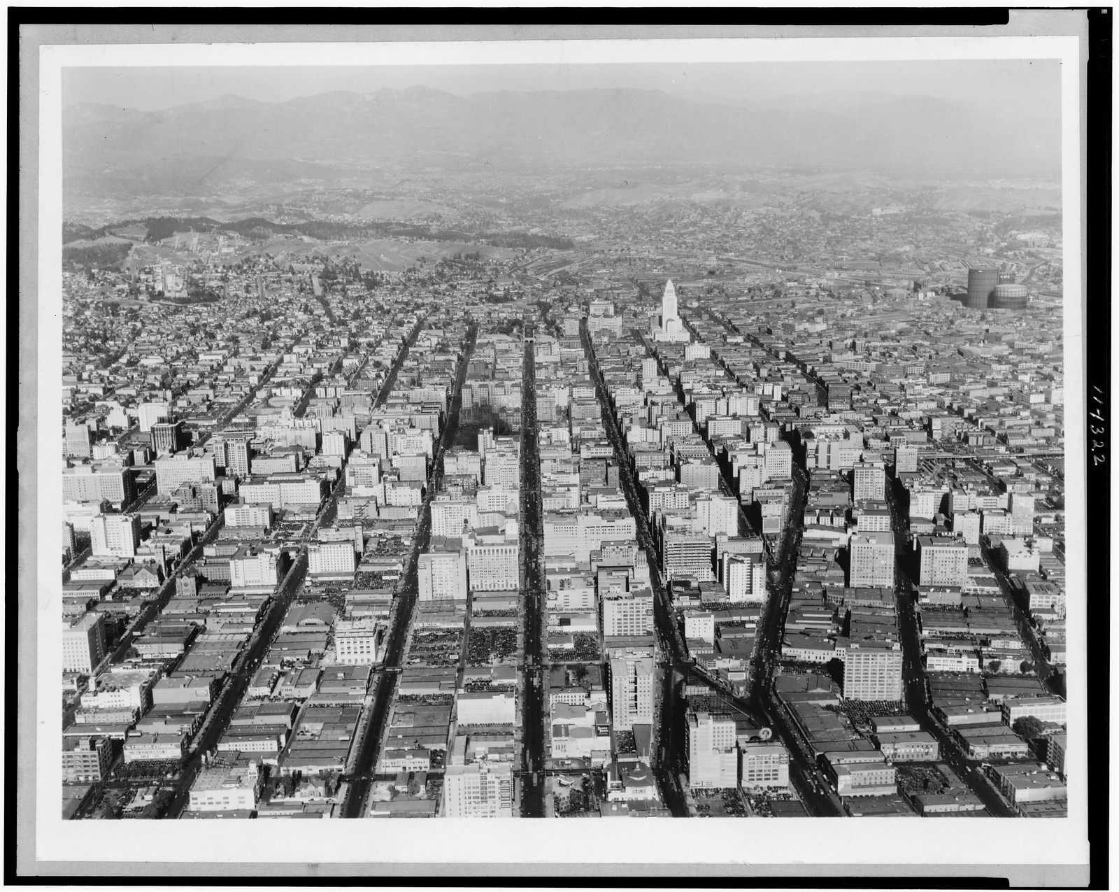 [Aerial view looking east of Los Angeles, California], c1930. — historic photograph