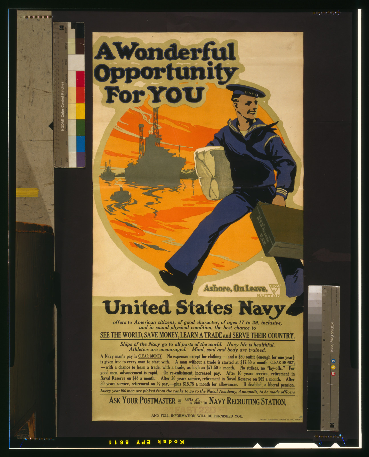 A wonderful opportunity for you--United States Navy [...] / Ruttan., New York, N.Y. : New-Art Lithographic Company Inc., [1917] — vintage poster