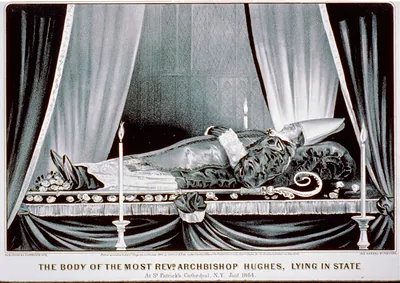 The body of the most Revd. Archbishop Hughes, lying in state: at St. Patrick's Cathedral, N.Y. Jan. 1864.