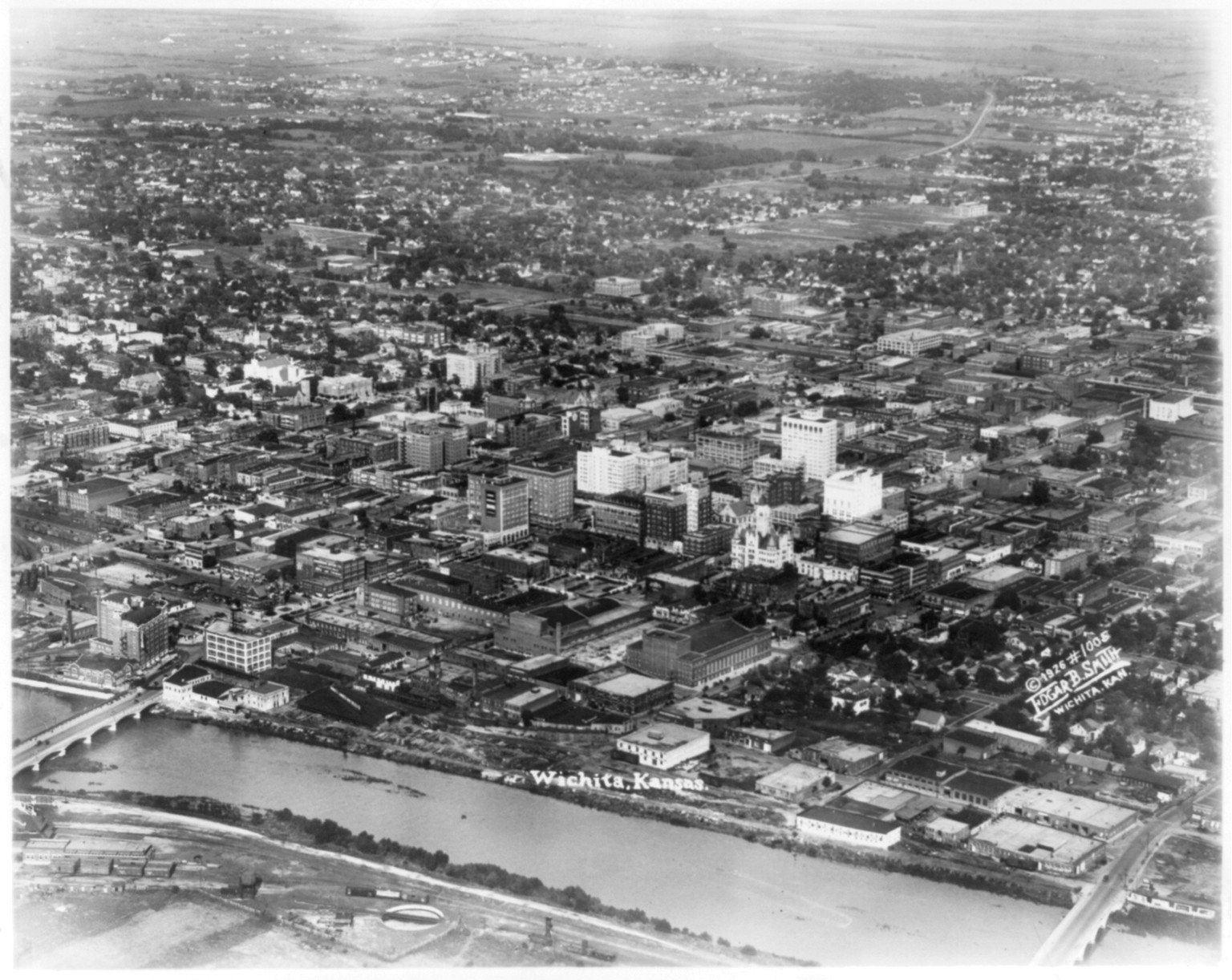 Aerial view of Wichita, Kansas. 1926(?), c1926 Oct. 18. — historic photograph