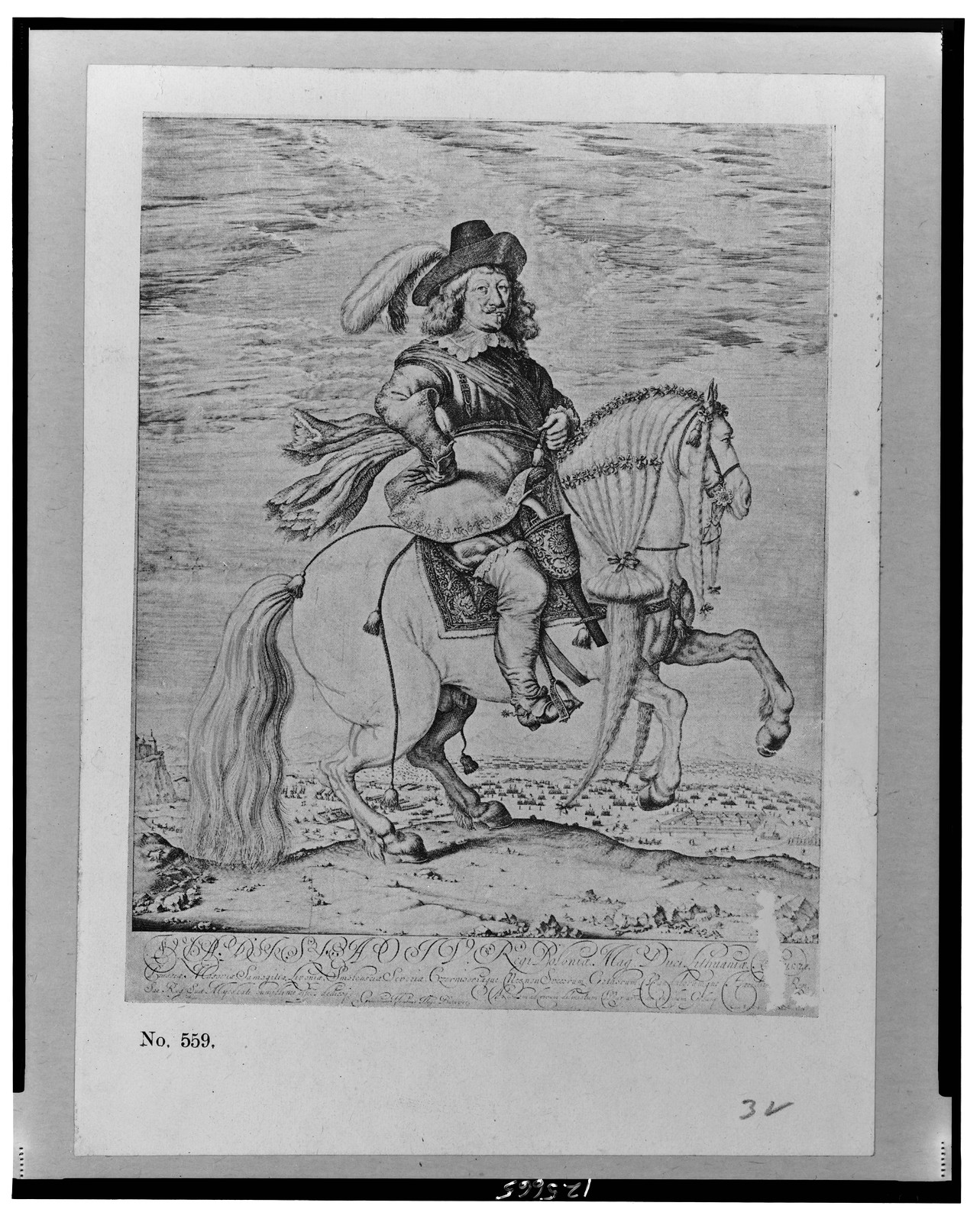 [Vladislaus IV, full-length portrait, on horseback, facing slightly right], [between 1890 and 1940(?)] — antique engraving