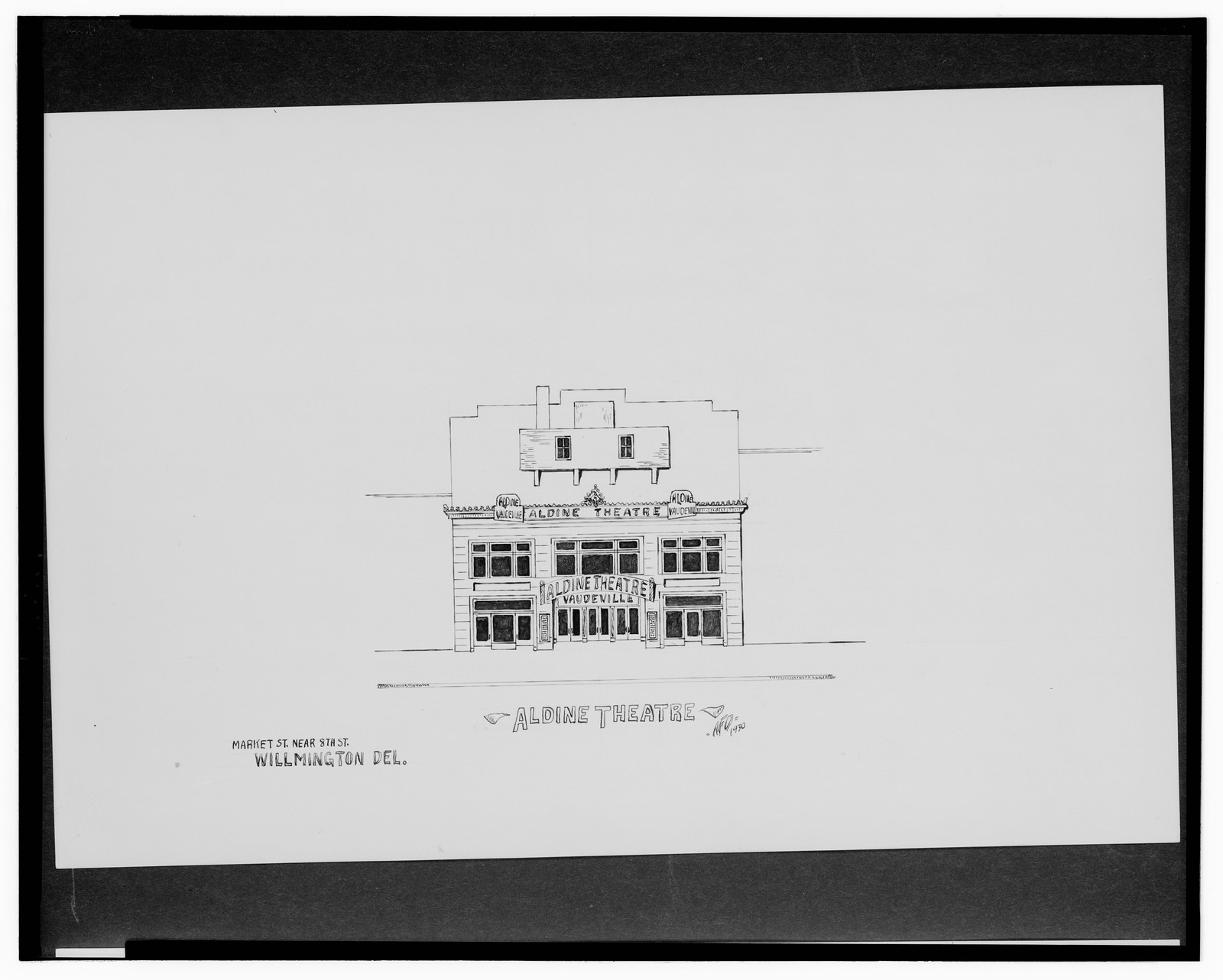 [Aldine Theatre (Aldine Vaudeville Theatre), Market St. near 8th St., Wilmington, Delaware] / AFD 1930., And Engineering (ADE) Drawings — vintage poster