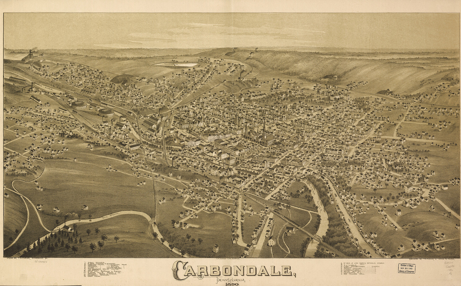 Carbondale, Pennsylvania, 1890, 1890 — antique map