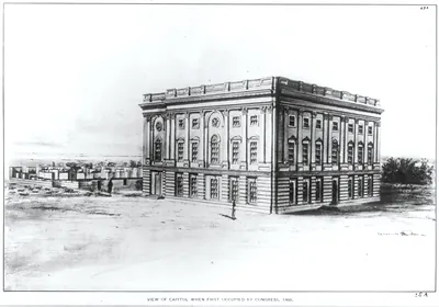 View of Capitol when first occupied by Congress, 1800