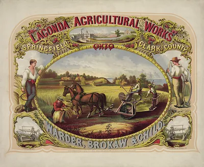 Lagonda Agricultural Works advertising lithograph, Springfield, Ohio