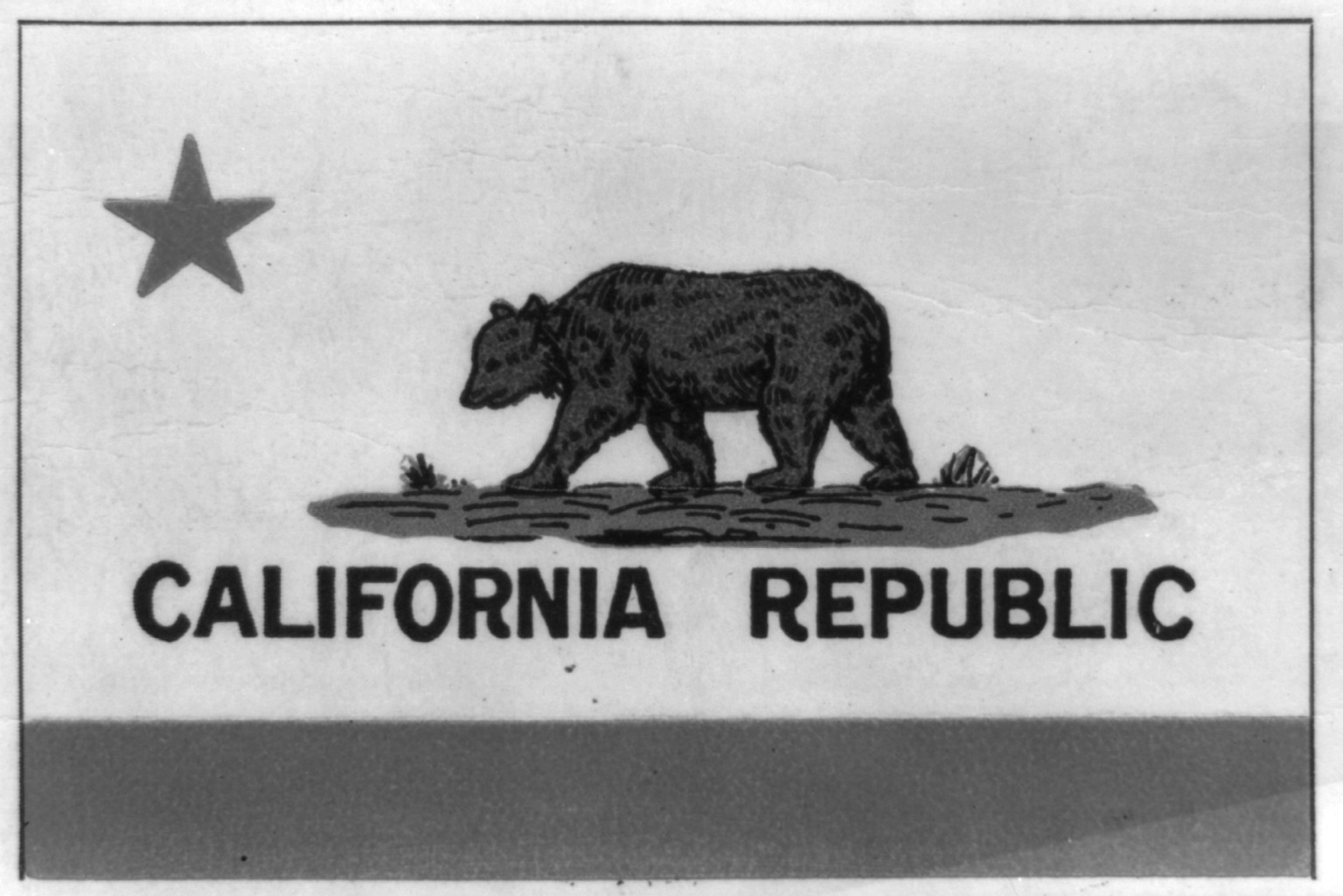 [California state flag depicting grizzly bear emblem over the words California Republic"]", [between 1900 and 1930] — antique lithograph
