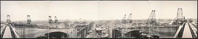 Panoramic photograph of Gatun Locks construction, Panama Canal