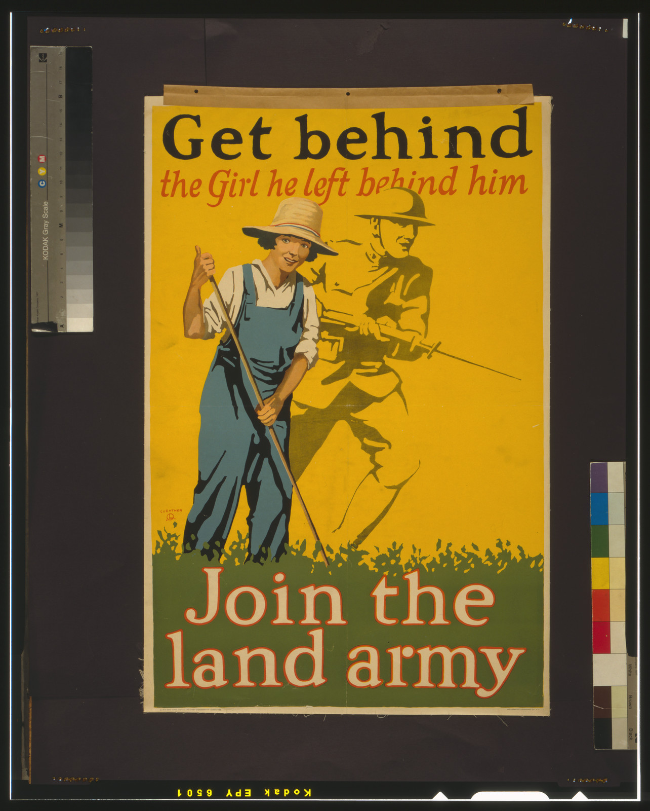 Get behind the girl he left behind him Join the land army / Guenther., N.Y. : The American Lithographic Co., c1918. — vintage poster