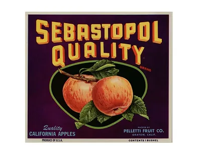 Sebastopol Quality California Apples crate label