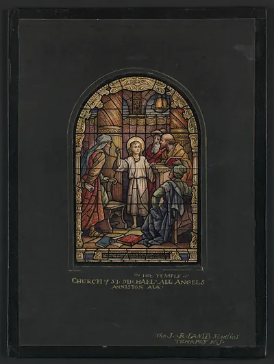 In the Temple, stained glass design for St. Michael and All Angels, Anniston, Ala.