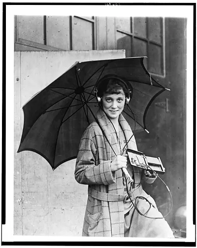 Rainy day radiophone girl at Boston Radio Show