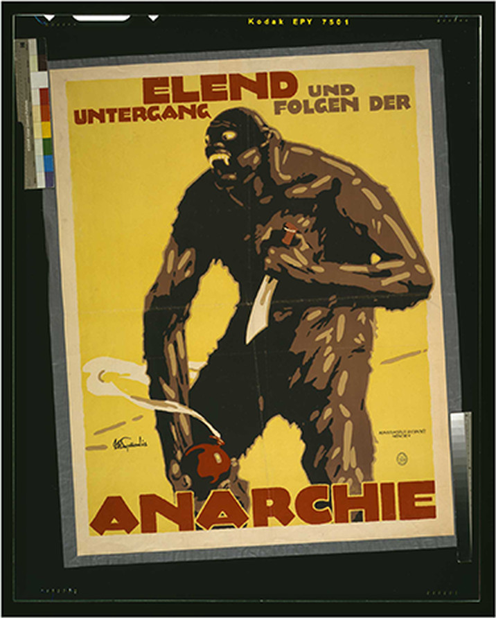 Elend und Untergang folgen der Anarchie / J.U. Engelhard18., 1918 — vintage poster