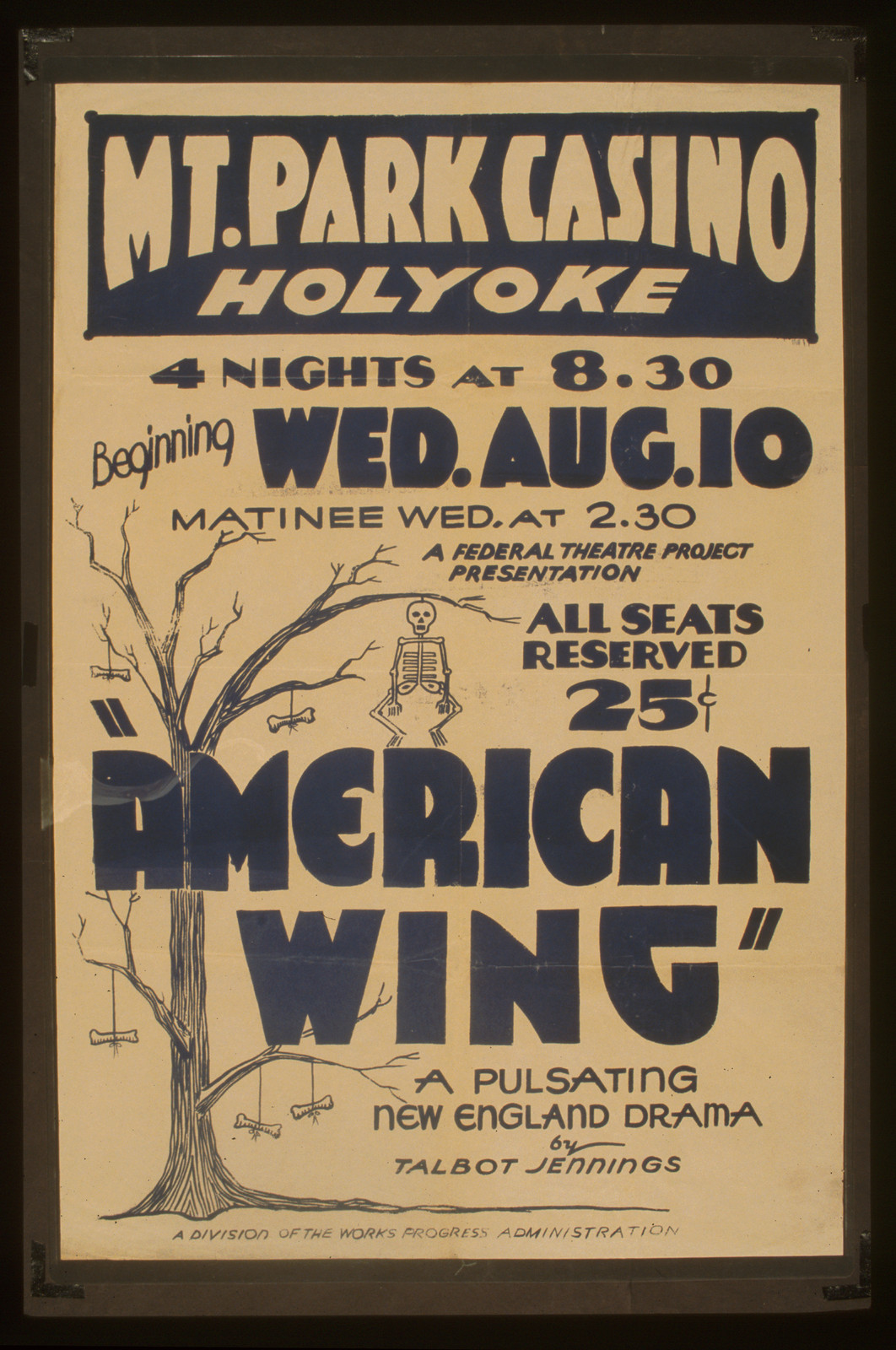 A Federal Theatre Project presentation American wing a pulsating New England drama by, 1938 — vintage poster