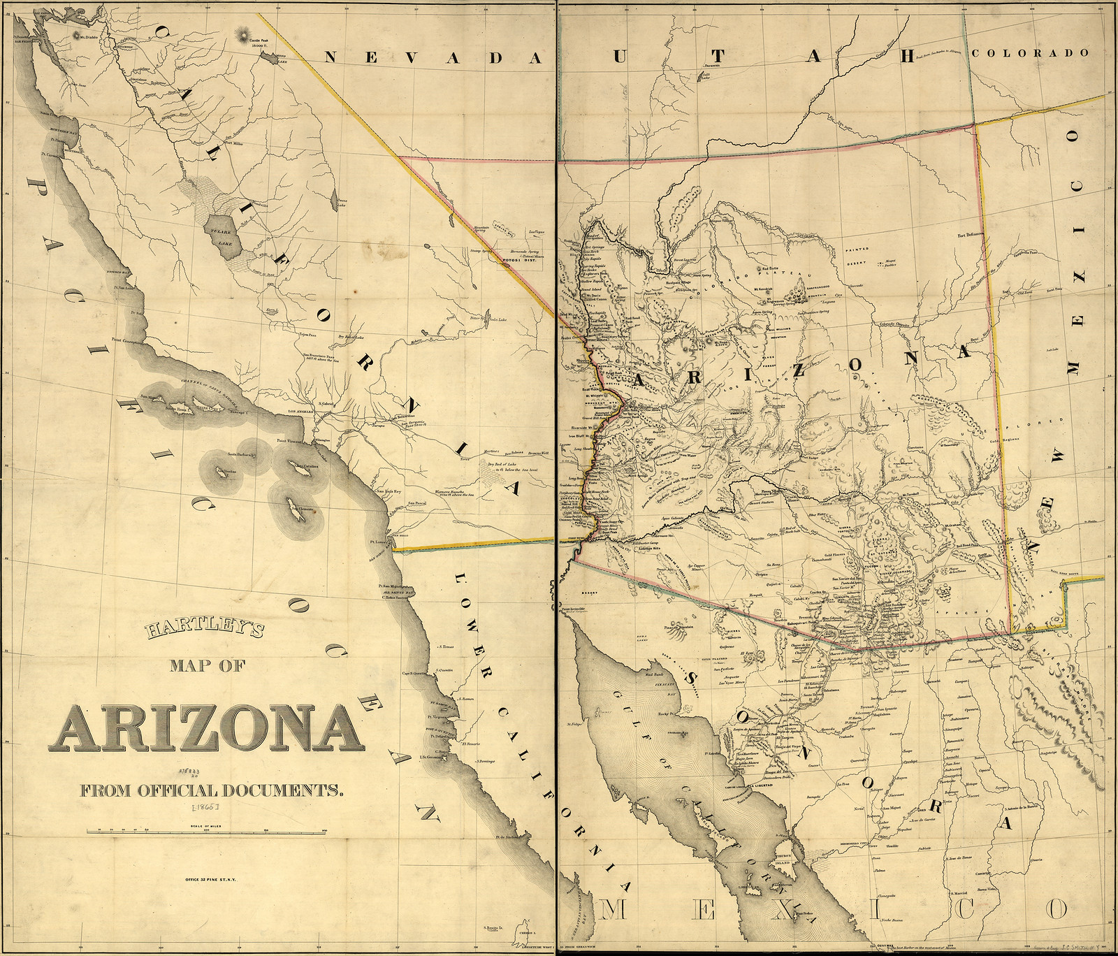 np000064 Hartley's map of Arizona.1867 — antique map