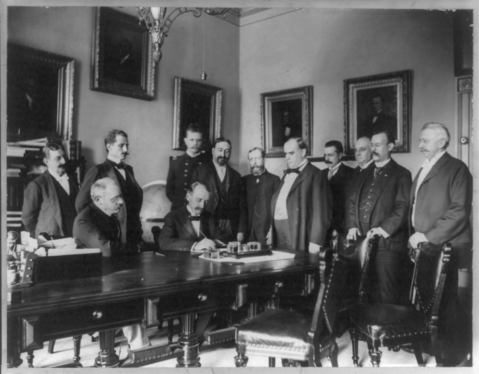 Signing of the Peace Protocol - Washington - Aug. 12th, 1898, c1898. — historic photograph