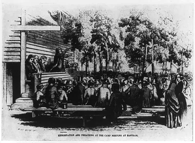 Religious revival meeting at Eastham, Mass., 1852: Exhortation and preaching...