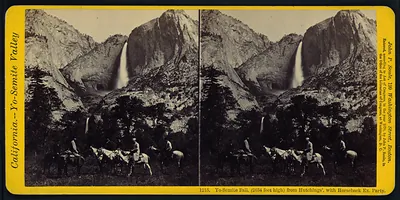 Yo-Semite Fall (2634 feet high) from Hutchings', with Horseback Ex. Party