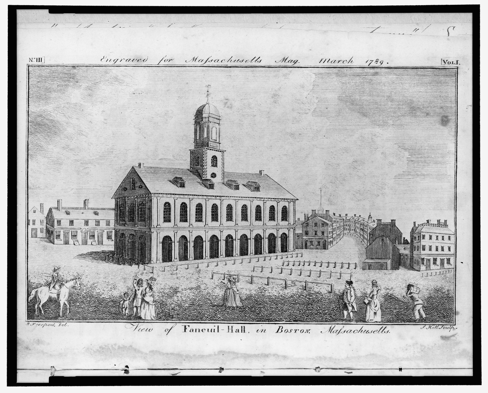 View of Faneuil-Hall in Boston, Massachusetts / W. Pierpont del. ; S. Hill sculp., 1789 March. — historic print