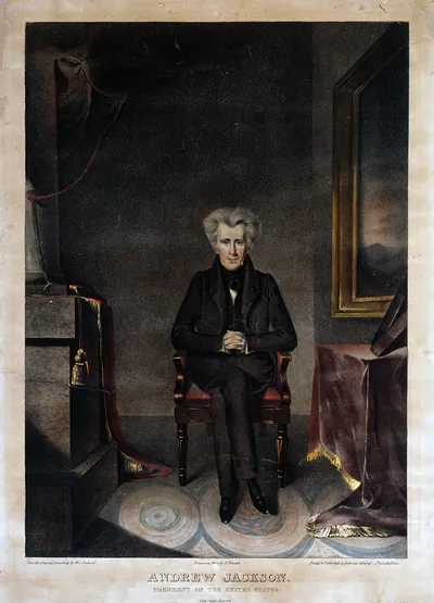 Andrew Jackson, President of the United States / from the original painting by W.J. Hubard ; drawn on stone by A. Newsam.