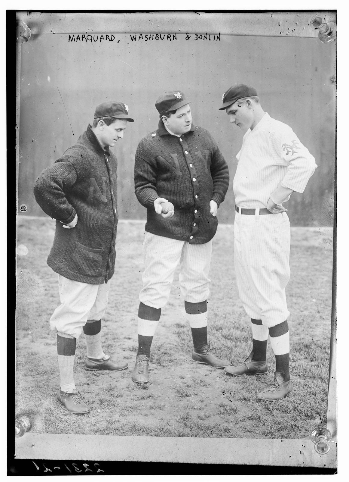 Rube Marquard, (Libe?) Washburn & Mike Donlin, New York, NL (baseball), [1911] — historic photograph