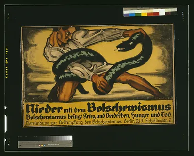 Nieder mit dem Bolschewismus. Bolschewismus bringt Krieg und Verderben Hunger und Tod / O.K. : R.S.P.R.