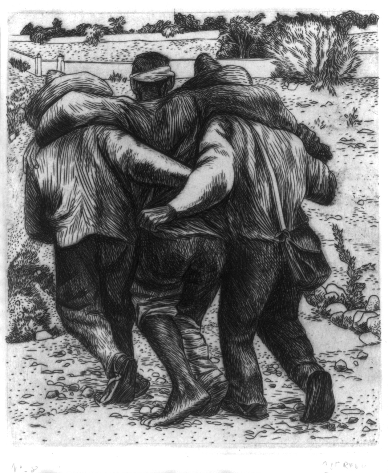 El herido, 1947 — antique engraving