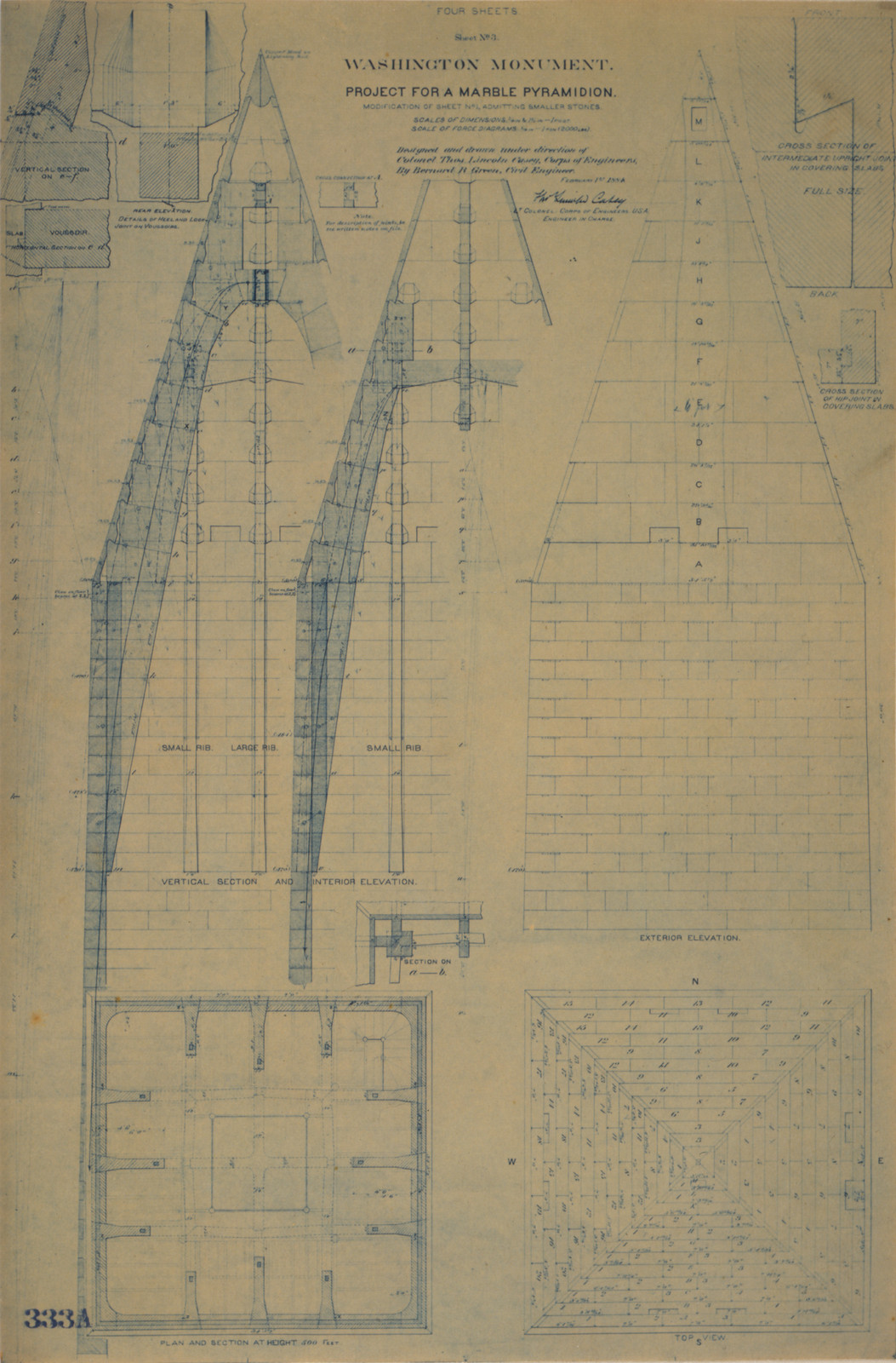 "Washington Monument--Project For A Marble Pyramidion", c. 1884 — historic photograph