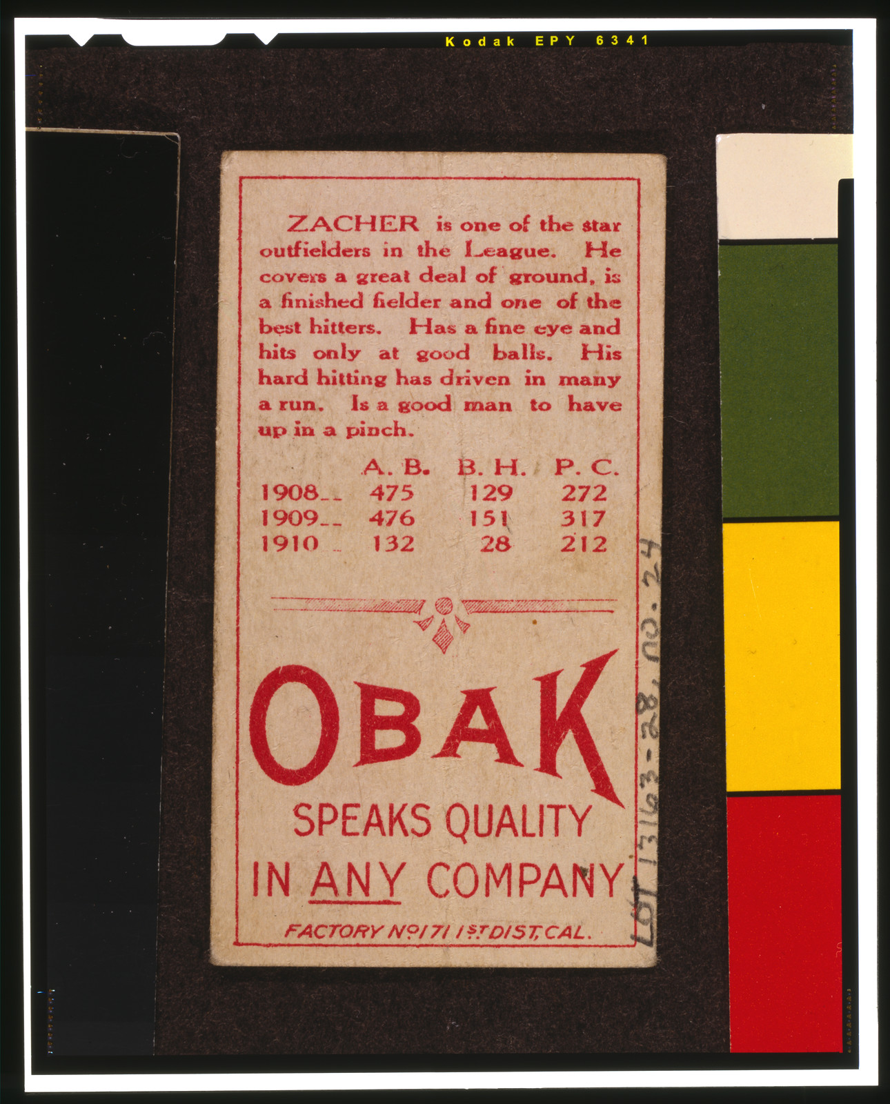 Obak (T212), 1911 — antique lithograph
