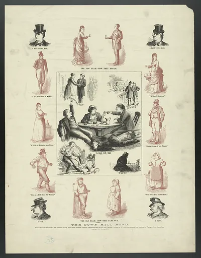 The Down Hill Road: temperance print of drinking scenes