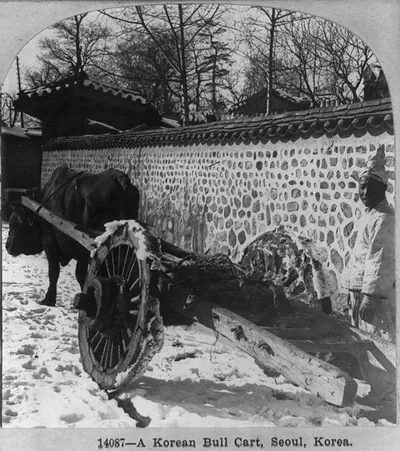 A Korean bull cart, Seoul, Korea
