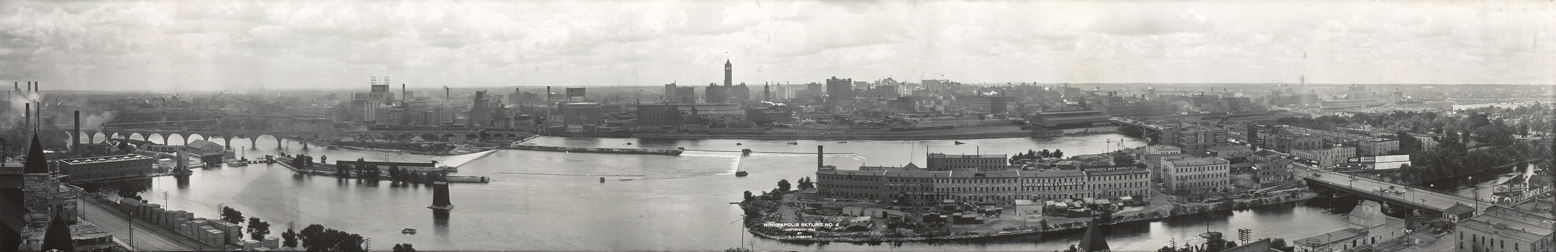 Minneapolis skyline 1912a, Minnesota, 1912 — historic image