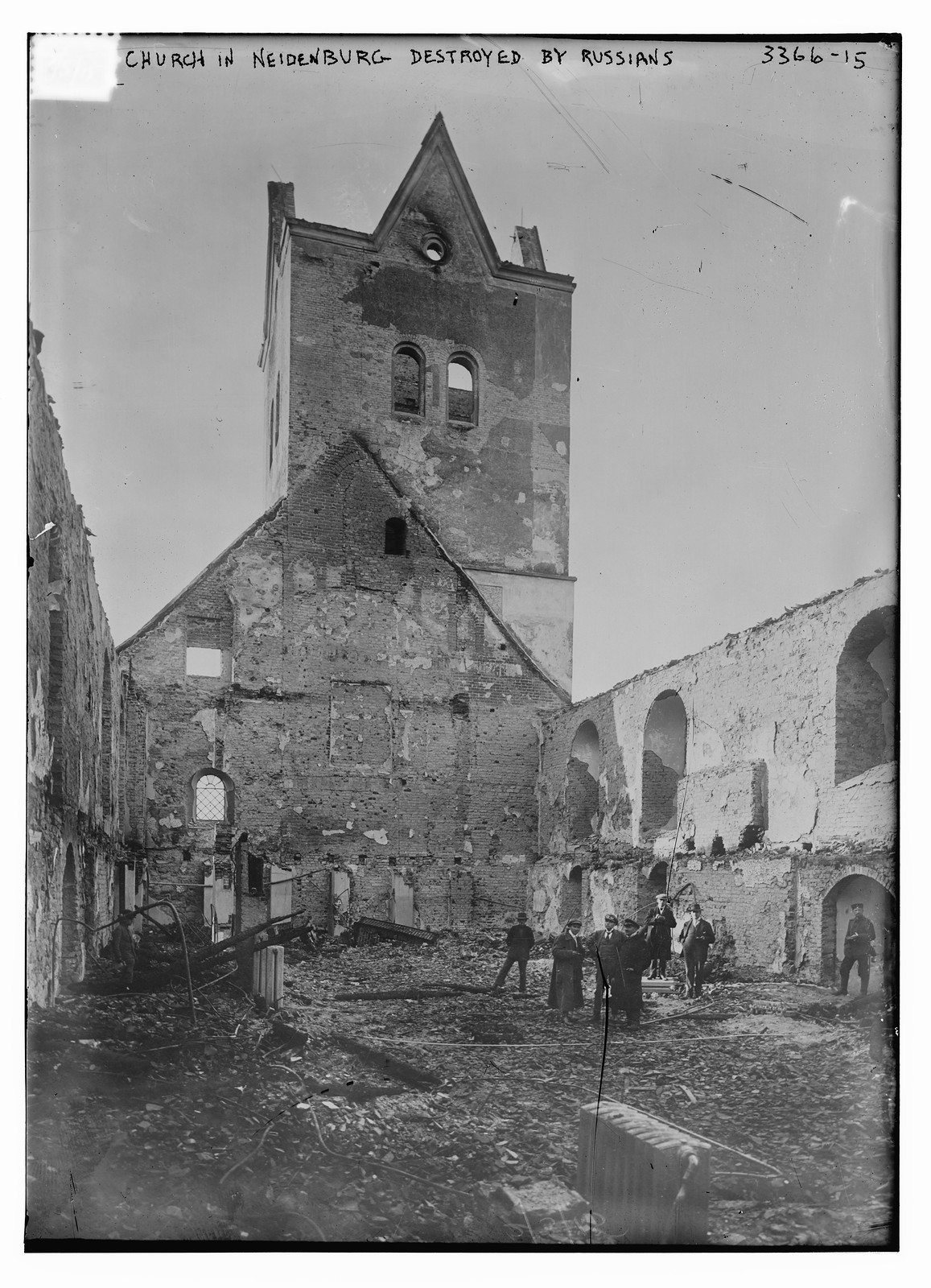 Ch. in Neidenburg destroyed by Russians, n/a — historic photograph