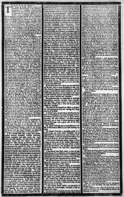 The Boston Gazette, and Country Journal. Monday, March 12, 1770