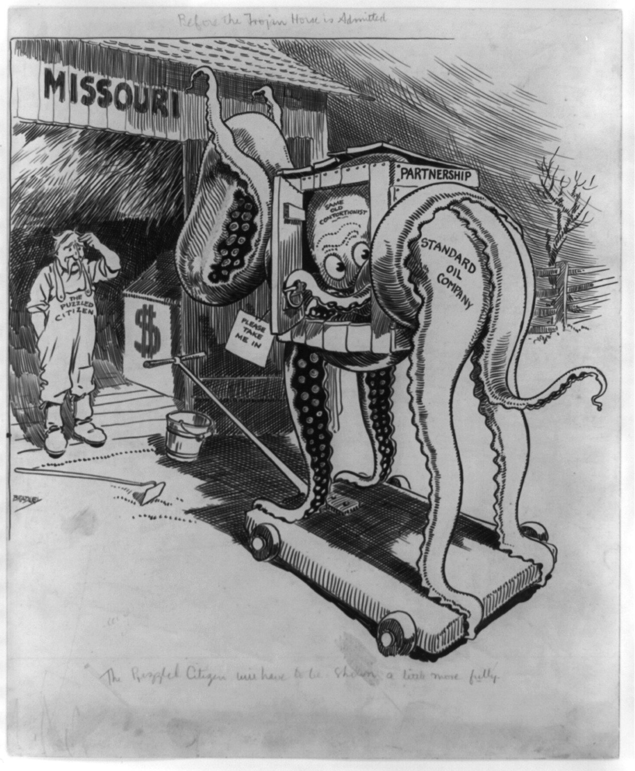 Before the Trojan horse is admitted the puzzled citizen will have to be shown a little more fully, 1909 Feb. 3 [publication date] — historic drawing