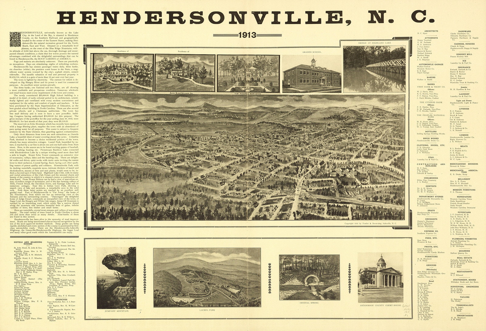 Hendersonville, North Carolina, 1913, 1913 — antique map
