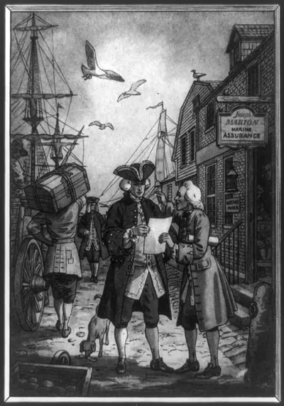 The First insurance office in Boston ... opened in 1724 by Joseph Marion