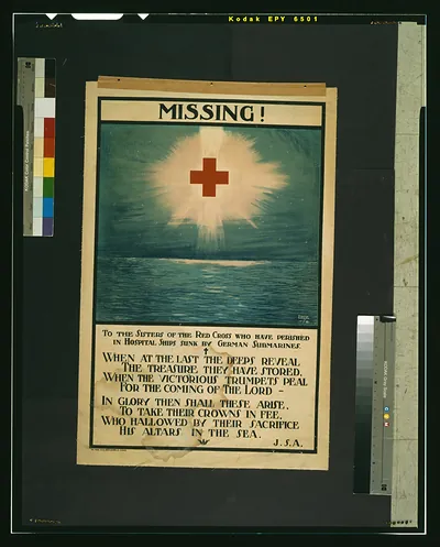 Missing! To the sisters of the Red Cross who have perished in hospital ships sunk by German submarines / David Wilson W.F.B.