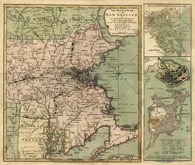The Seat of war in New England, by an American volunteer, with the marches of the several corps sent by the Colonies towards Boston, with the attack on Bunkers-Hill.