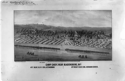 Camp Casey, near Bladensburg, Md. / lith. by E. Sachse & Co., Baltimore, Md.