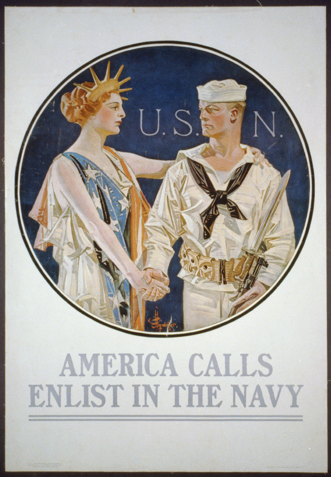 America calls - enlist in the Navy / J.C. Leyendecker., 1917 — vintage poster
