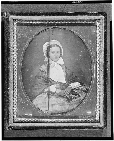 [Augusta Currie Bradhurst Field, three-quarter length portrait of a woman, facing front, seated]