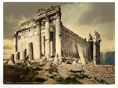 Temple of Jupiter leaning column Baalbek Holy Land (i.e. Balabakk Lebanon)