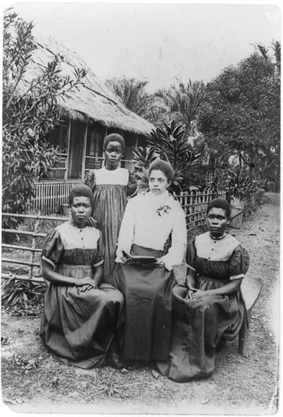 Miss Lena Clark posed with three other women