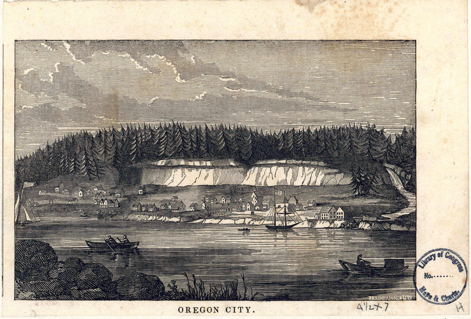 Oregon City, Oregon, 1850, 1850 — antique map