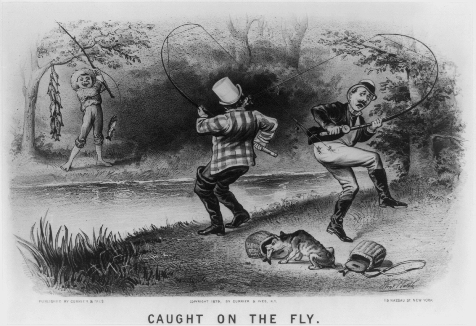 Caught on the fly, [New York] : Currier & Ives, 1879. — antique lithograph