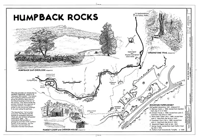 Humpback Rocks, Blue Ridge Parkway, drawn visitor map
