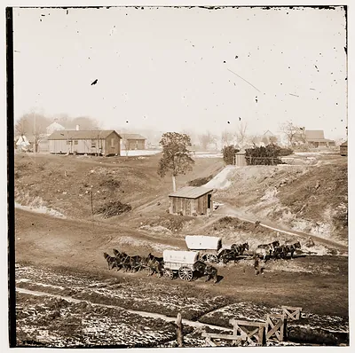 City Point Virginia. Supply wagons of 2d Brigade 2d Corps