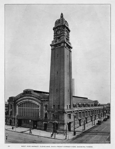 West Side Market, Cleveland, Ohio, Front-Corner View, Showing Tower