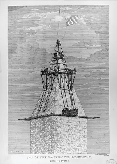 Top of the Washington Monument. Setting the capstone / Alex. Millar, del.