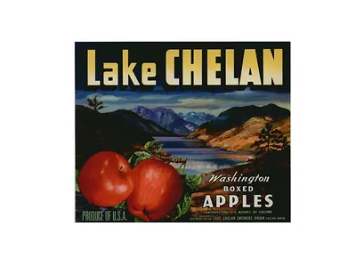 Lake Chelan Washington boxed apples crate label